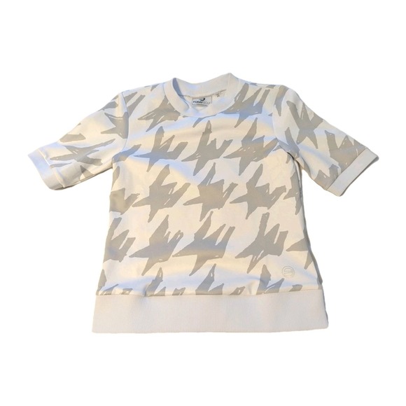 Foray Golf Women's XS Houndstooth Layering Short Sleeve Sweatshirt White Gray - Picture 4 of 12